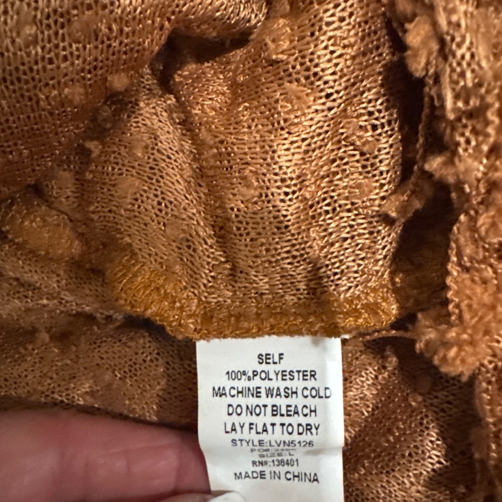 Cropped long sleeve burnt orange popcorn knit sweater L Love Size L - Picture 3 of 6